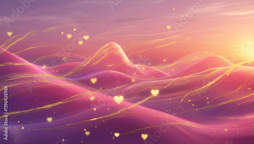 A pink purple background with hearts theme for romantic, love and affection for web banner, ads, post, presentation concept, template, copy/text  space