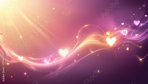 A pink purple background with hearts theme for romantic, love and affection for web banner, ads, post, presentation concept, template, copy/text  space
