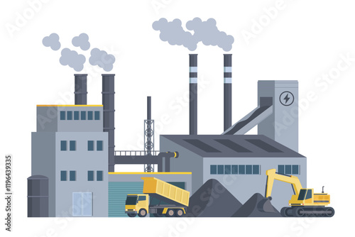 Coal Power Plant Vector Illustration. Fully Editable and Scalable Design