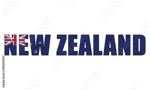 New Zealand text with national flag background