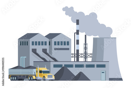 Coal Power Plant Vector Illustration. Fully Editable and Scalable Design