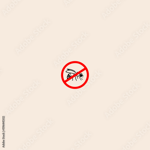 Bee and prohibition sign .Honey bee raster icon flat vector design. Free Download Bee and prohibition sign .Honey bee raster icon flat vector design. - GFXLoad