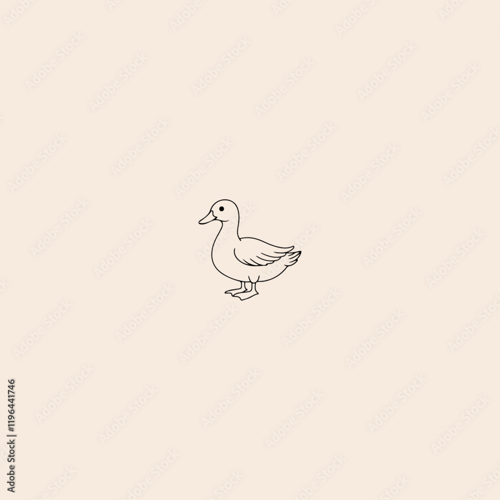 Line art of duck icon flat vector design. Line art of duck icon flat vector design.
