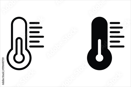 Thermometer icon set. Hot, cold temperature vector. Warm, freeze weather. Celsius, fahrenheit degree.
