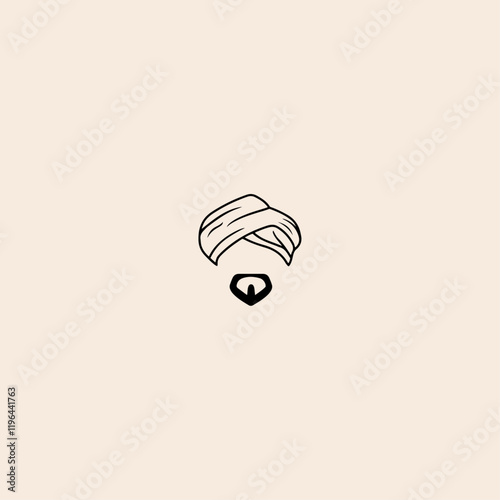 illustration turban headdress and mustache beard icon flat vector design.