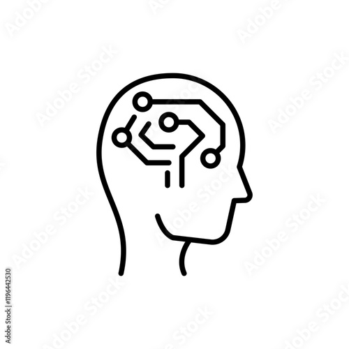 Artificial brain outline icons, minimalist vector illustration ,simple transparent graphic element .Isolated on white background