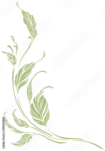 Vector illustration material leaf branches corner design decorative ornament