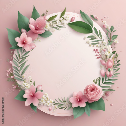 framework for photo or congratulation with flowers