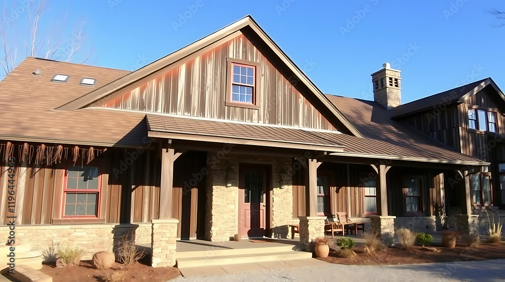 Rustic Wooden House with Stone Porch - Dream Home in the Countryside Rustic Wooden House with Stone Porch - Dream Home in the Countryside