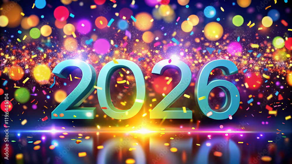 Happy new year 2026 new year celebration with colorful lights Happy new year 2026 new year celebration with colorful lights