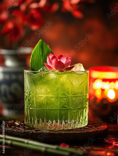 pandan and baijiu chinese cocktail  photo