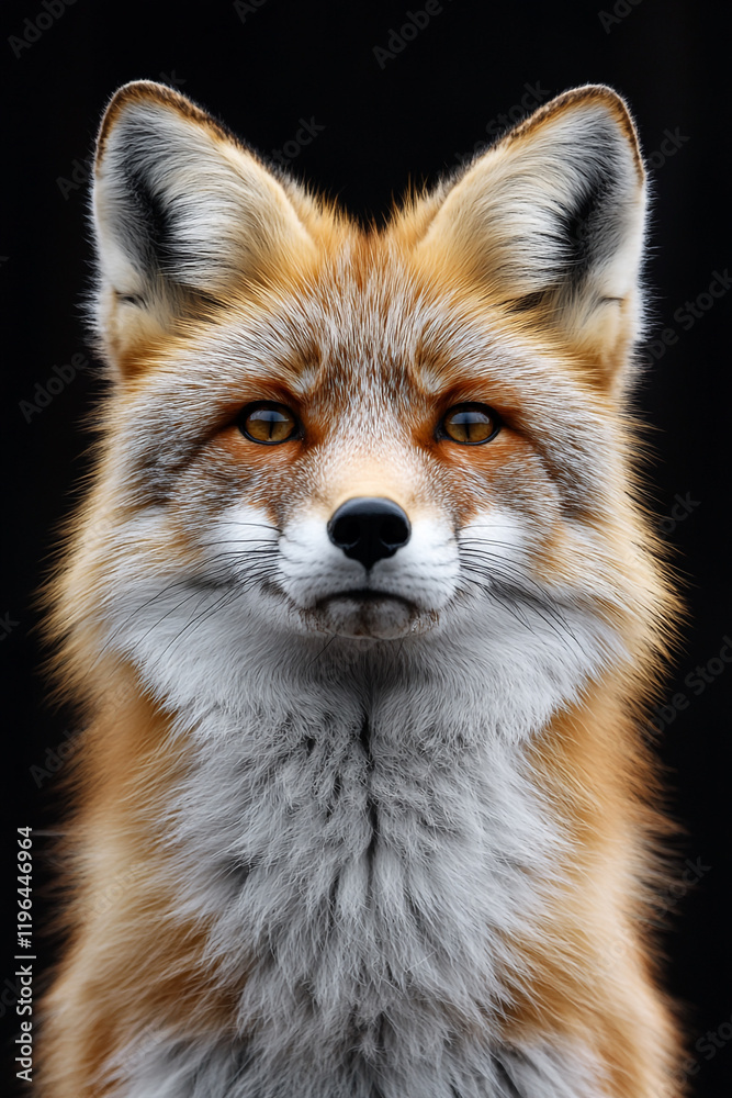 Fototapeta premium Red Fox Portrait Against Dark Background
