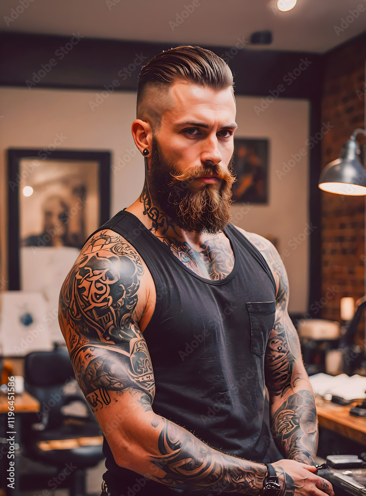 Handsome Men with muscular body – handyman barber