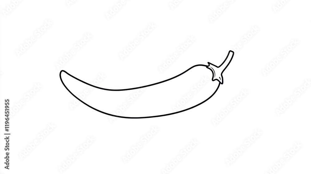 A Simple Line Drawing of a Chili Pepper A Simple Line Drawing of a Chili Pepper