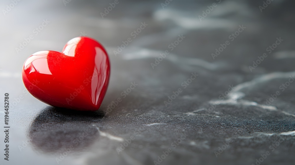 Fototapeta premium Glowing Red Heart on Elegant Black Marble Background