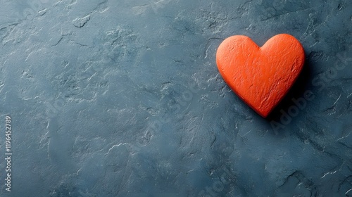 Glowing Red Heart on Black Marble Background Minimalist Love Icon Design
