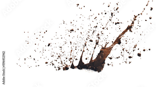 Action splash of dirt isolated on white background stock photo studio environment close-up dirt dynamics