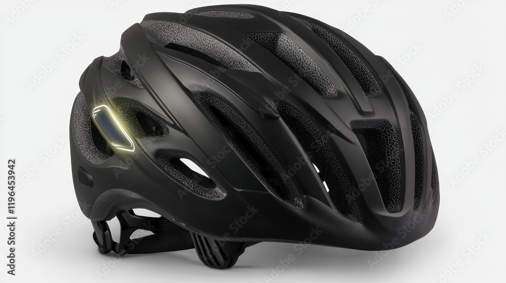 A sleek black bicycle helmet designed for safety and performance. A sleek black bicycle helmet designed for safety and performance.