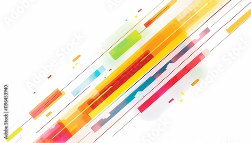 レインボーカラーの幾何学模様、抽象的な斜線