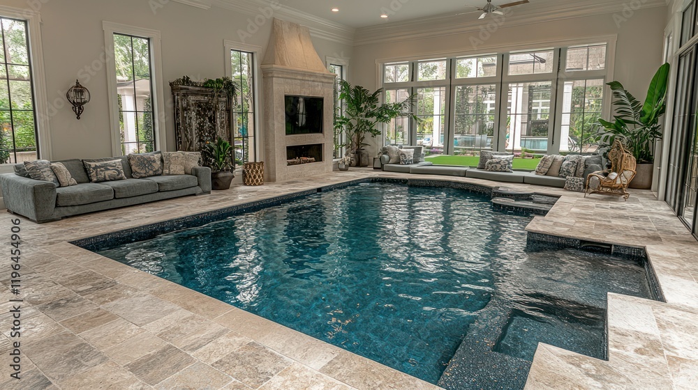 Luxury Indoor Pool and Lounge Area