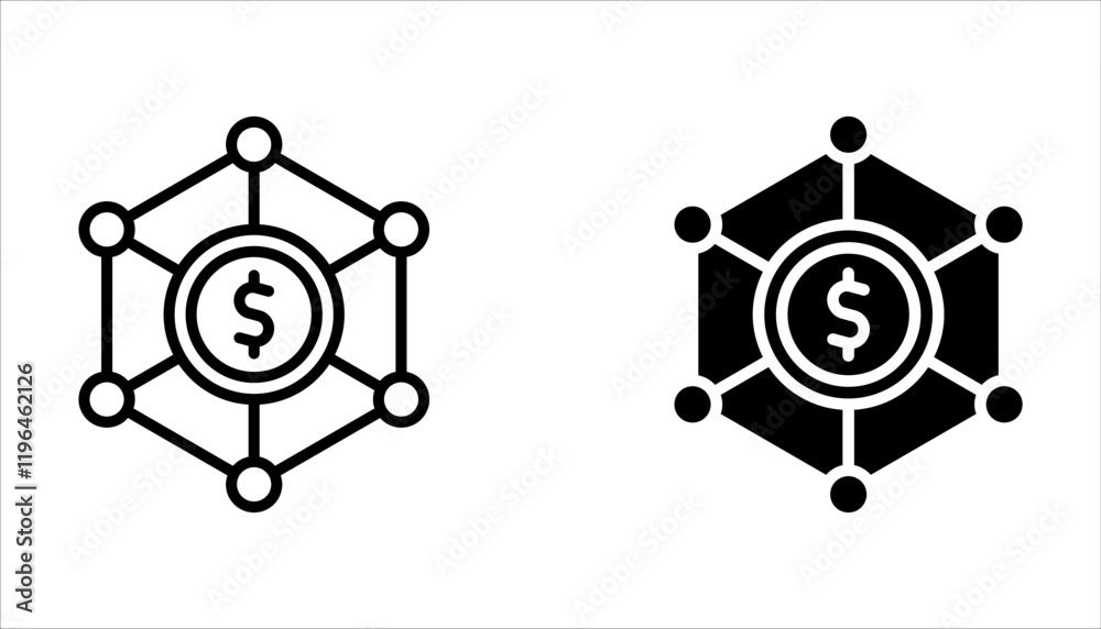 Financial Network icon set. on white background Financial Network icon set. on white background