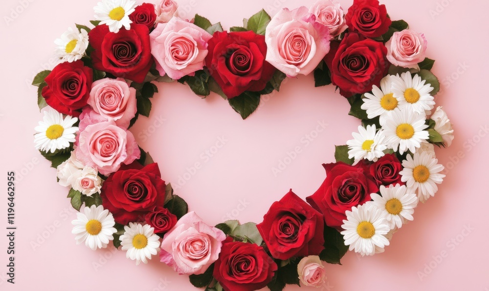 A heart-shaped wreath composed of roses A heart-shaped wreath composed of roses