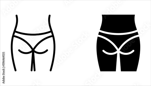 buttocks icons set. Human body part on white background