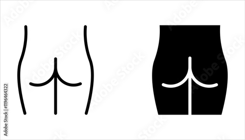 buttocks icons set. Human body part on white background