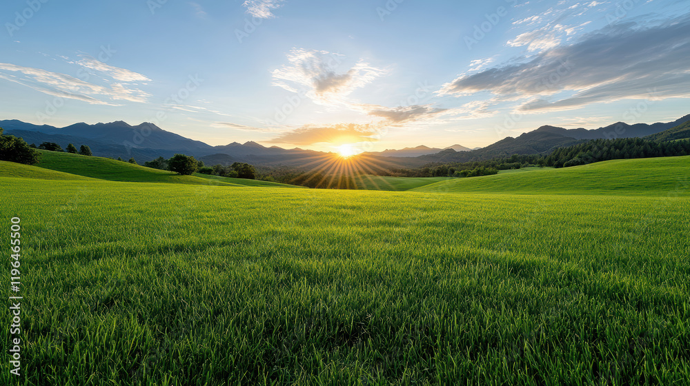Fototapeta premium tranquil sunset over rolling hills, perfect for relaxation and reflection