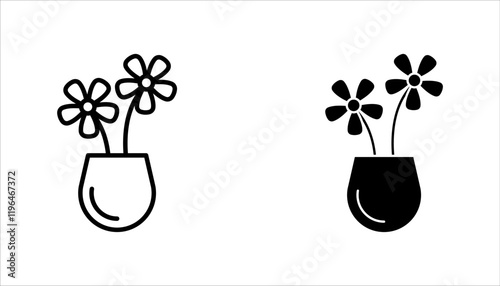 flower icons set, on a white background.