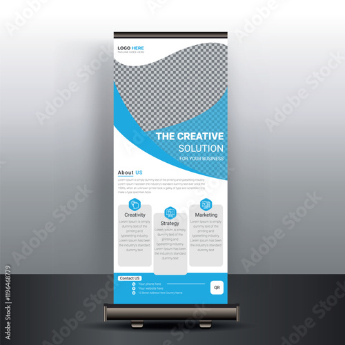 Corporate marketing agency business roll up banner design, standee banner template, Minimal x Banner, Pull up banner, Modern marketing agency roll up banner