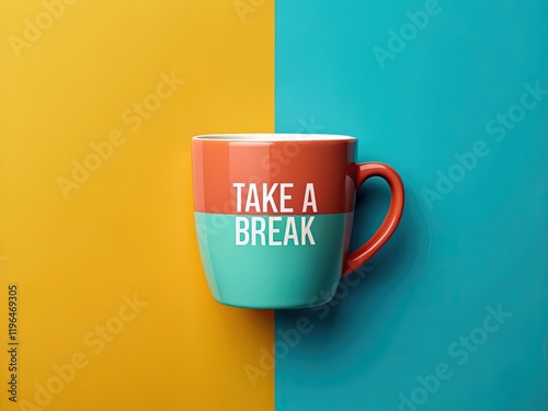 Flat Design Coffee Break: Take a Break Illustration with Copy Space