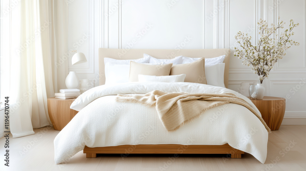 Luxurious bedroom with cozy bedspread and elegant decor elements Luxurious bedroom with cozy bedspread and elegant decor elements