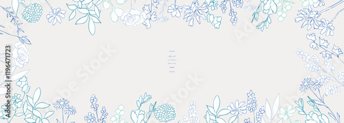 手書きの草木。草木の線画ベクターイラスト。植物のベクターイラストセット。シンプルな草木イラスト。Hand drawn grass and trees. Line drawing vector illustration of plants and trees. Vector illustration set of plants. Simple grass and trees illustration