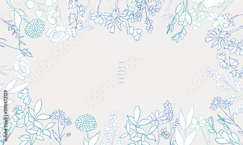 手書きの草木。草木の線画ベクターイラスト。植物のベクターイラストセット。シンプルな草木イラスト。Hand drawn grass and trees. Line drawing vector illustration of plants and trees. Vector illustration set of plants. Simple grass and trees illustration