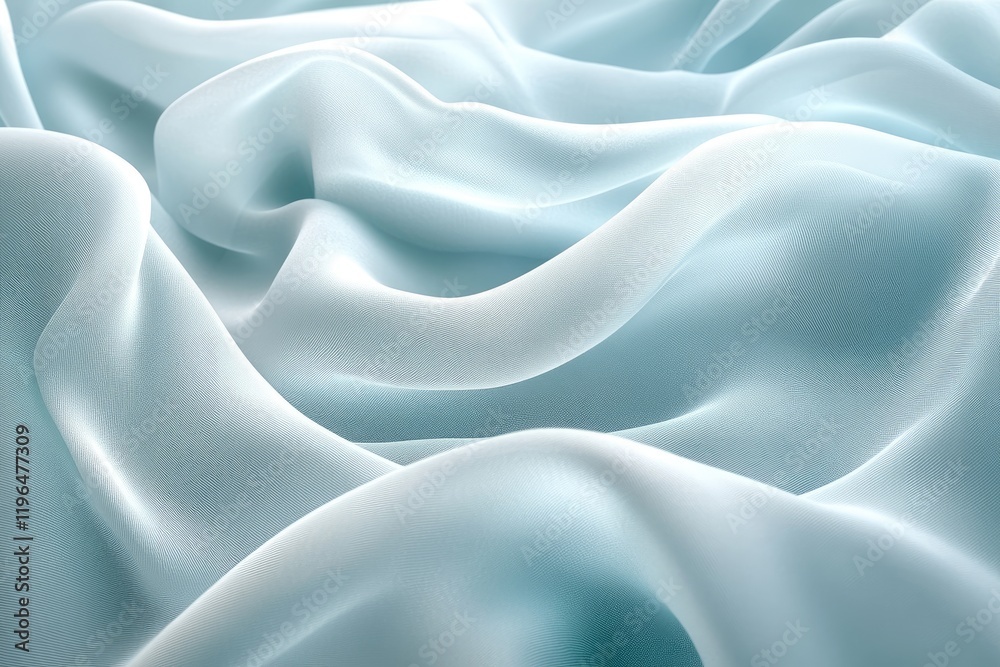 Obraz premium Light blue silk fabric flowing and forming elegant curves