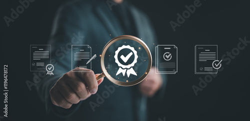 ISO standards quality control assurance warranty business technology, Businesses that pass quality control standards. Modern business with ISO banner. Standards quality.