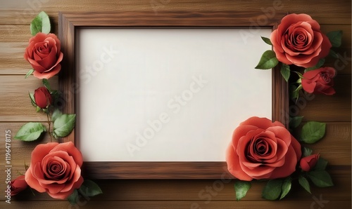 The rose on the table and a white paper card