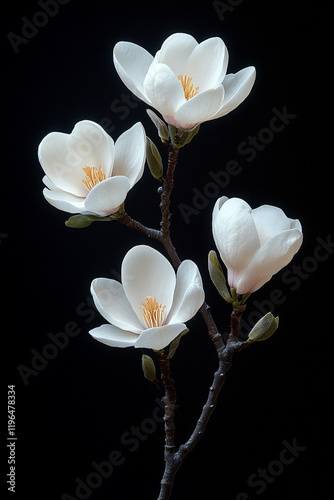 Wallpaper Mural Elegant White Magnolia Blossoms on a Dark Background Torontodigital.ca
