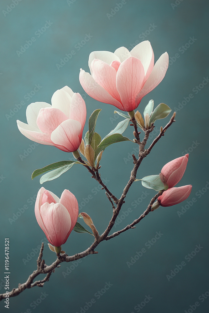 Fototapeta premium Delicate Pink Magnolia Blossoms Branching Out