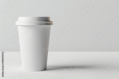 Wallpaper Mural A single white disposable coffee cup with lid on a white background. Torontodigital.ca