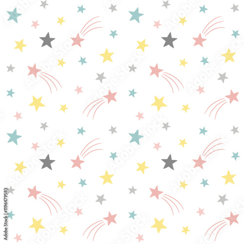 Abstract colorful star pattern for kids fabric textile nursery wallpaper. Vector illustration. 