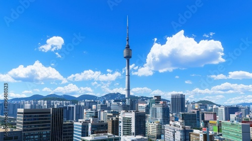 Seoul City Skyline with Tower