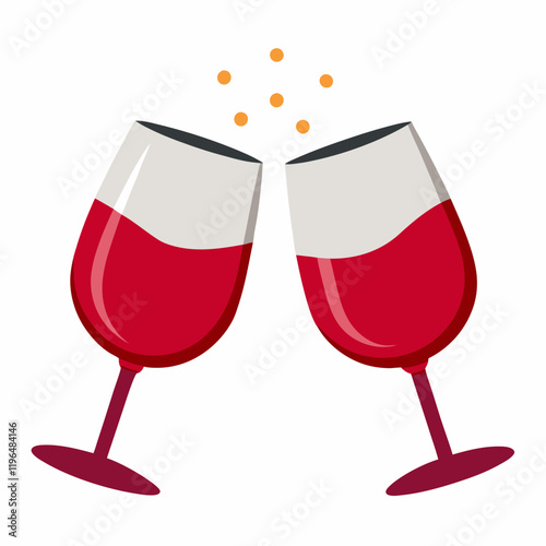 Colorful Graphics of a Wineglass in Toast - Vector Illustration