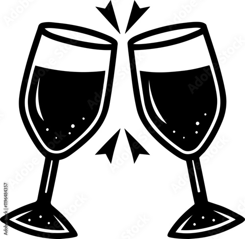 Black Silhouette of a Wineglass in Toast - Vector Illustration
