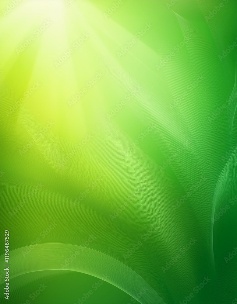 Obraz premium Abstract Green gradient backdrop with sunlight rays. Generated image