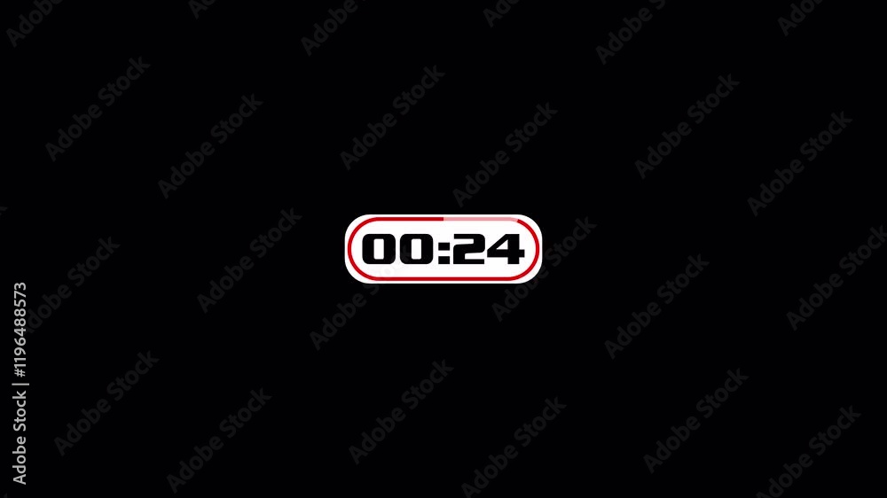 30 second countdown timer animation from 30 seconds to 0 seconds with alpha channel , 30 seconds countdown timer on a transparent background.	