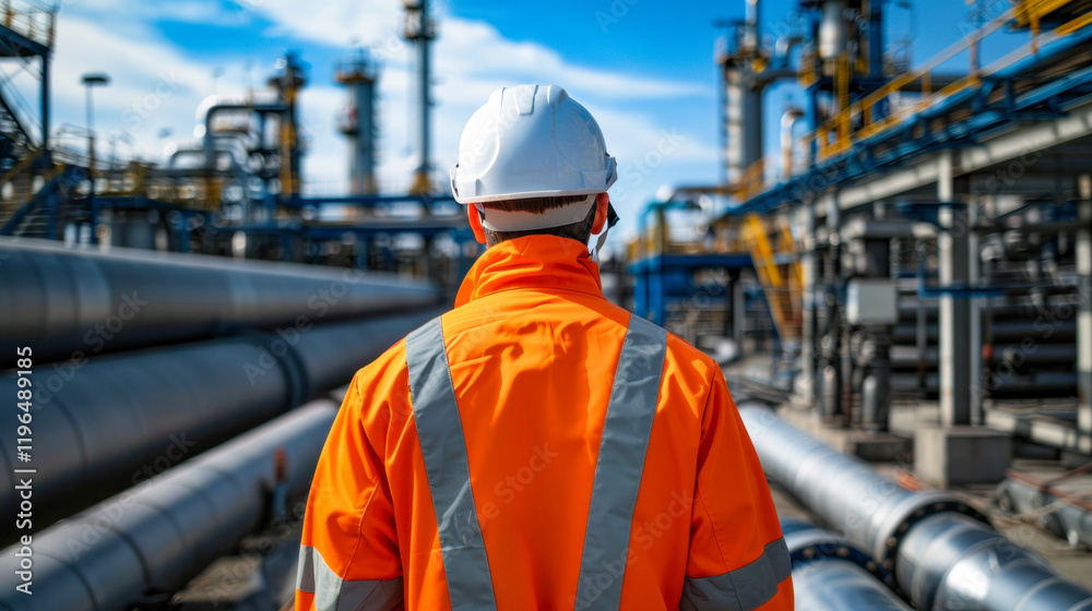 Gas Industry Engineer Overlooking Refinery Operations Gas Industry Engineer Overlooking Refinery Operations