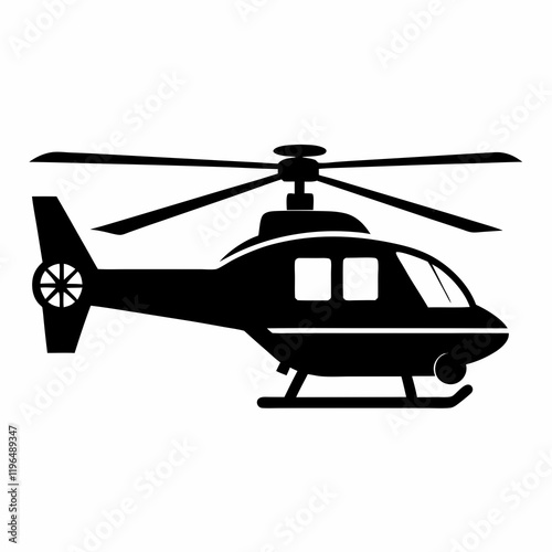 Helicopter black silhouette vector illustration and white background