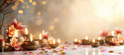 Candle light for Hindu ritual background. Diwali holiday celebration. Generative video AI technology.	
